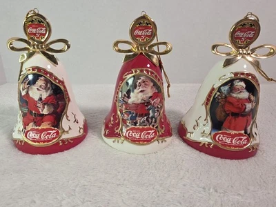 Bradford Editions-Set Coca-Cola Santa Claus Christmas Bell Ornaments #A01319 - Image 1 of 4