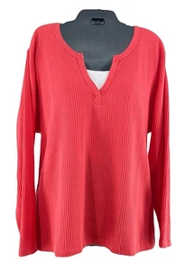 Fashion Bug Damen Größe 26/28 Koralle V-Ausschnitt Tunika Oberteil Langarm Thermo - Bild 1 von 4