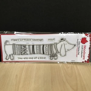 Woodware Clear Stamp Set Designed by Francoise Read - Sausage Dog Happy Birthday - Picture 1 of 6