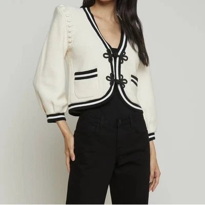 Cárdigan corto L'AGENCE Kaito talla S negro marfil. NUEVO CON ETIQUETAS $475 Foto 1 de 4