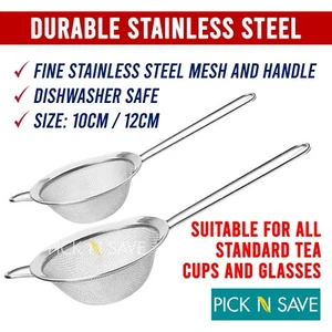 PREMIUM STAINLESS STEEL TEA STRAINER WIRE MESH CLASSIC FILTER SIEVE SET - Picture 1 of 3