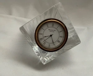 VTG Waterford Meridian Crystal Cube Desk Clock Paperweight Ireland 3.5” Working - Picture 1 of 6