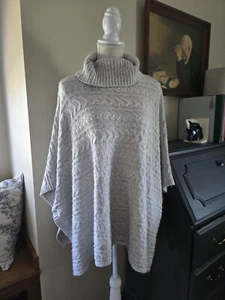 Rachel Zoe Poncho Sweater Women's One Size S/M/L Cable Knit Turtle Neck gray - Picture 1 of 5