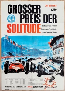 org. Plakat Poster "Großer Preis der Solitude - Stuttgart Rennen Formel 1 " 1963 - Bild 1 von 8
