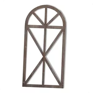 Rustic Wood Window Frame Wall Decor, Decorative Wooden Cathedral Arch, 1 Brown - Picture 1 of 8