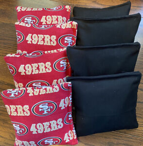 San Francisco 49ers With Black Cornhole  bags set of 8 bags ACA Standard