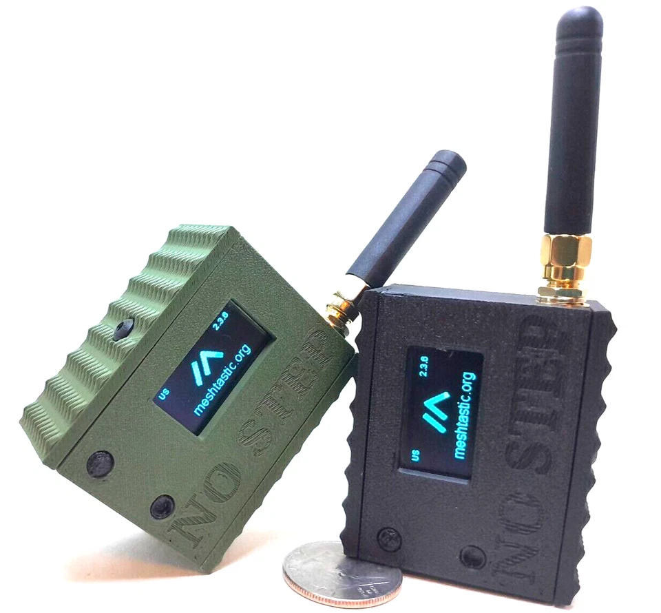 2 Heltec V3 Meshtastic Nodes READY TO USE  w/custom case 2Kmah battery BLK/green - Image 1 of 4