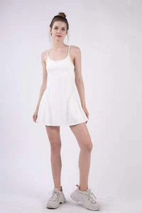 VERY J Mesh Detail Tennis Mini Active Dress with Shorts Inside - Picture 1 of 4