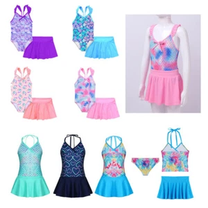 2Pcs Kid Girl Tankini Swimsuit Bikini Tops+Bottoms Bathing Suits Swimwear Sets - Picture 1 of 51