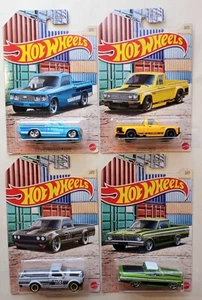 Hot Wheels Walmart Exc. Pick-Up Truck Series Lot 4 Set Mazda Chevy Ford Datsun - Picture 1 of 10