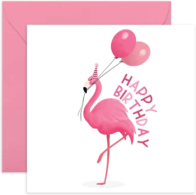 Tarjeta de cumpleaños para hermana - Flamenco rosa - Tarjeta de feliz cumpleaños rosa para ella - Gi Foto 1 de 4