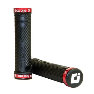 Box ODI Hex Lock-On MTB BMX Grips BX-HG17BKHEX-RD BLACK w/RED Clamps - Picture 1 of 1