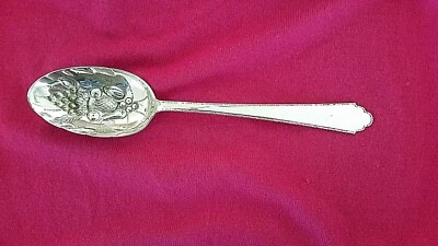 William and Mary by Lunt Sterling Berry Spoon Hand Chased Fruit in Bowl 8754 - Image 1 of 4