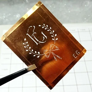 EG E G GE monogram initials letters copper stencil antique family name sign gift - Picture 1 of 10