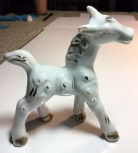 Vintage White w Gold Accents Japan Porcelain Horse Figurine flowers 4.5" x 4.5" - Picture 1 of 14