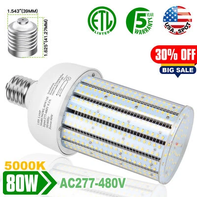 480V 80W LED Corn Light Bulb LED Lights Replace HPS for High Bay Street Lights - Image 1 of 4