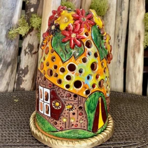"Handmade Ceramic Fairy House Tealight Holder - Unique Home & Table Decor Gift" - Picture 1 of 5