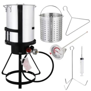 30QT Pavo Freidora De Aluminio con Soporte Quemador de Propano Exterior - Imagen 1 de 7