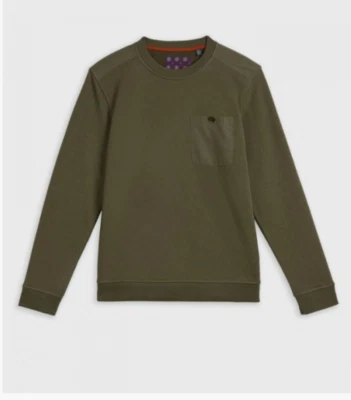 Ted Baker Jumpers & Cardigans Hombres CANTANTE Caqui Bolsillo Detalle Sudadera £89 Foto 1 de 4
