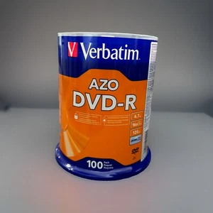 Verbatim DVD-R Life Series 16X 4.7 GB Branded Logo 100 Pack New In Sealed Pack - Picture 1 of 6