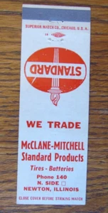 CUBIERTA DE CERILLA DE GASOLINERA ESTÁNDAR CLANE-MITCHELL: NEWTON, IL MATCHCOVER B22 - Imagen 1 de 2