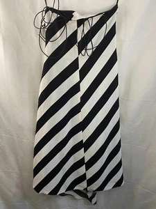 Karen Miller Dress Womens Size 10 White Black Striped Strapless Pleated Lined - Picture 1 of 19