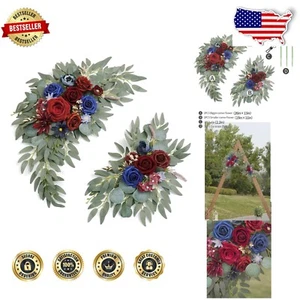 Weather-Resistant Flower Swags for Weddings - Set of 2 in Burgundy & Navy - Picture 1 of 8