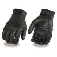 Men's Long Leather Gauntlet Glove w/ Snap Closure and Extra Wide Cuff Opening 