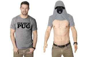Ask Me About My Pug Face Flip T Shirt Funny Dog Dad Lover Owner Gift Hilarious - Picture 1 of 9