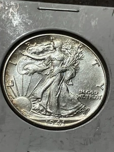 1941 P MS Walking Liberty Rim Toning - Bild 1 von 3