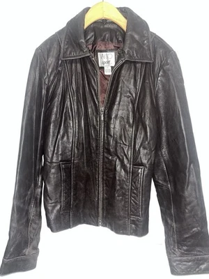 Womans Brown Leather Jacket Butter Soft Size S Vakko Dark Brown Full Zip READ - Image 1 of 4