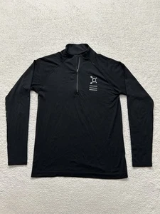 Lululemon Metal Vent Tech 1/2 Zip Mens Medium Black Stretch Orange Theory Logo - Picture 1 of 8