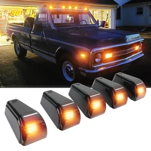 5PCS Amber LED Cab Rooftop Marker Lights For 1973-1987 Chevy C10/20/30/50/60/70 - Foto 1 di 12