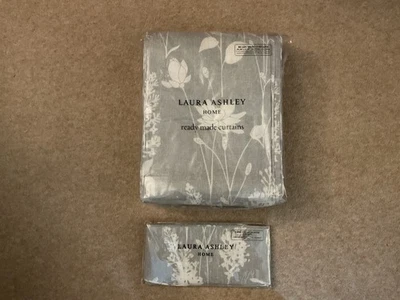 Laura Ashley Curtains  W 88” X  L 90” Dragonfly Garden Steel Gray with TieBack - Image 1 of 4