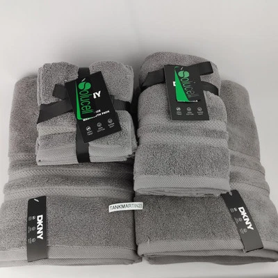 Toallas DKNY 8 piezas (2) de baño y (2) paños de mano y (4) trenzados gris carbón Foto 1 de 4