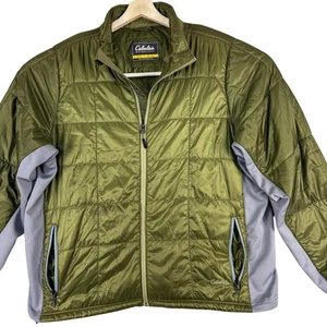 Cabelas Jacket Mens XL Green Gray PrimaLoft Insulated Quilted Full Zip Outdoor - Picture 1 of 11