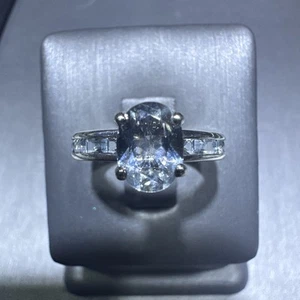 Designer KN Aquamarine Gemstone Invisible Setting Eternity Band Ring Sz 6 - Picture 1 of 12