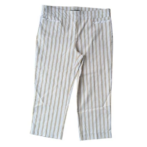 ZAC & RACHEL gestreifte Cropped-Hose Damengröße 14 beige weiß Leinenmischung - Bild 1 von 8