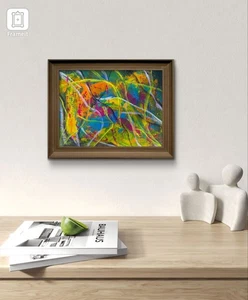 Original Art "Radiant" 9x12 Canvas Expressionism Abstract Design Home Art - Picture 1 of 7