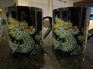 Schumacher Chiang Mai Dragon Williams Sonoma Pair Of Mugs - Picture 1 of 6
