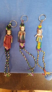 3 GUATEMALA GUATEMALAN HAND MADE WORRY DOLL & FRIENDSHIP BRACELET KEY CHAINS - Picture 1 of 1