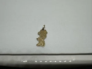 Authentic Disney 10K Yellow Gold Carved Textured Minnie Mouse Charm Pendant Jcm - Picture 1 of 11