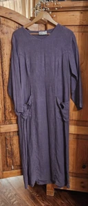 KIKO 100% Linen Purple Lagenlook Maxi Dress w/ Pockets M (Pit: 20"XLength: 53") - Picture 1 of 4