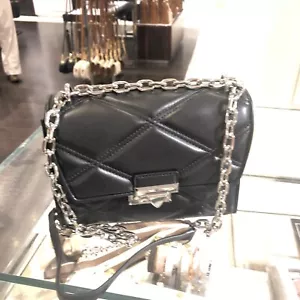 MICHAEL KORS BOLSO MEDIANO BANDOLERA DE HOMBRO BOLSO MENSAJERO NEGRO PLATEADO - Imagen 1 de 13