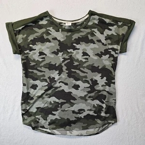 Lucky Brand, Green Pullover Camouflage Print Knit Short Sleeve Top, size L - Picture 1 of 6