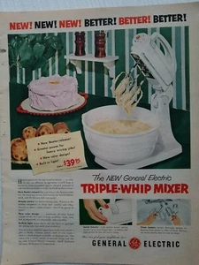 1952 GE General Electric Triple Whip Mixer Küchengerät Vintage Werbung - Bild 1 von 1