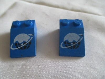 LEGO Space classic Weltraum 2x bedruckter blauer Stein 2x3 "Weltkugel" - Bild 1 von 2