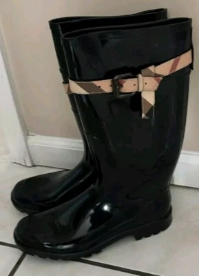 BurberryRubber Printed Rain Boots Women's Size 41 - Image 1 of 4