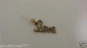 love bling cell phone charm ear cap dust plug crystal - Picture 1 of 2