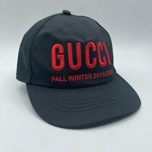 Gucci Women's/Unisex Black Cotton Embroidery Logo Baseball Hat Cap 596211 1074